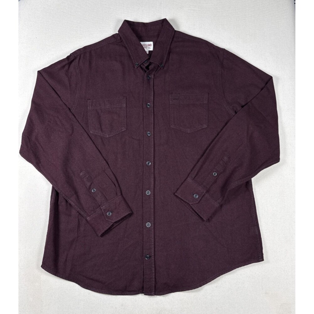 Mossimo Mens XL Flannel Shirt Maroon Burgundy Solid Long Sleeve Button Cotton - Picture 3 of 10